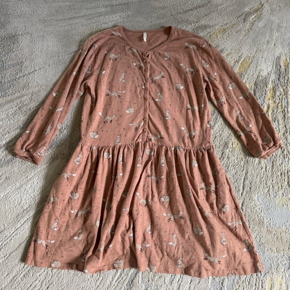 Rylee + Cru fox print mini dress Maeve long sleeve buttons cotton small - Picture 1 of 8